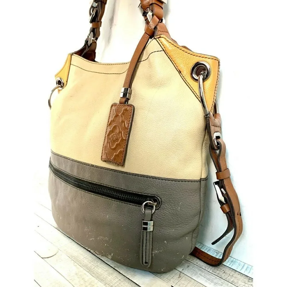 orYANY MULTI BEIGE GRAY GENUINE LEATHER MESSENGER X-BODY SHOULDER BAG HANDBAG